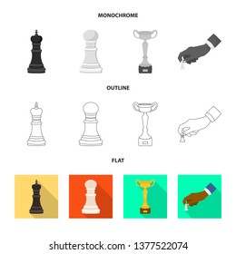 Vector design of checkmate and thin sign. Collection of checkmate and target stock symbol for web.