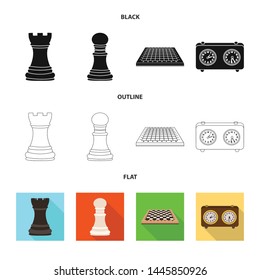 Vector design of checkmate and thin sign. Collection of checkmate and target stock vector illustration.