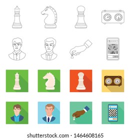 Vector design of checkmate and thin sign. Collection of checkmate and target stock vector illustration.