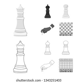 Vector design of checkmate and thin symbol. Collection of checkmate and target stock vector illustration.