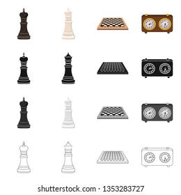 Vector design of checkmate and thin symbol. Collection of checkmate and target stock symbol for web.