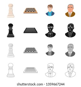 Vector design of checkmate and thin symbol. Collection of checkmate and target stock symbol for web.