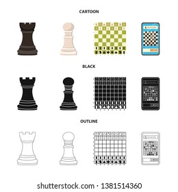Vector design of checkmate and thin symbol. Set of checkmate and target stock vector illustration.