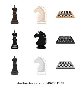 Vector design of checkmate and thin symbol. Collection of checkmate and target stock vector illustration.