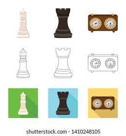 Vector design of checkmate and thin symbol. Set of checkmate and target stock symbol for web.