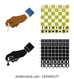 Vector design of checkmate and thin symbol. Collection of checkmate and target stock symbol for web.