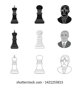 Vector design of checkmate and thin symbol. Set of checkmate and target vector icon for stock.