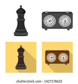 Vector design of checkmate and thin symbol. Collection of checkmate and target stock symbol for web.
