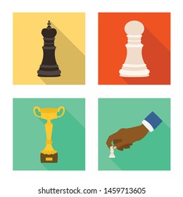 Vector design of checkmate and thin symbol. Collection of checkmate and target stock symbol for web.