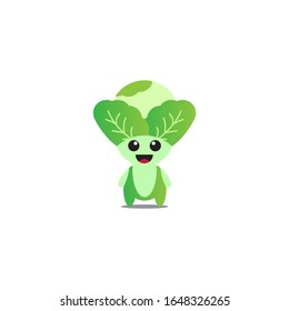 vector design cheerful cabbage mascot white background