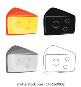 Vector design of cheese and block symbol. Set of cheese and appetizer stock symbol for web.