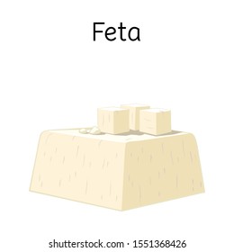 Vector design of cheese and feta icon. Graphic of cheese and piece stock symbol for web.