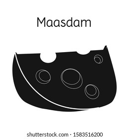 Vector design of cheese and maasdam sign. Graphic of cheese and piece stock vector illustration.