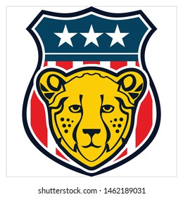 Vector design of cheetah animal with a shield background