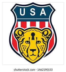 Vector design of cheetah animal with a shield background