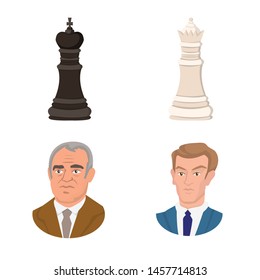 Vector design of chess and game icon. Set of chess and strategy stock vector illustration.
