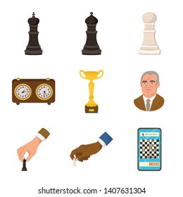 Vector design of chess and game logo. Set of chess and strategy vector icon for stock.
