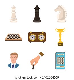 Vector design of chess and game sign. Collection of chess and strategy vector icon for stock.