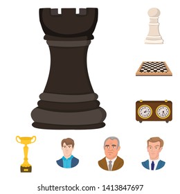 Vector design of chess and game sign. Collection of chess and strategy vector icon for stock.