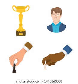 Vector design of chess and game sign. Set of chess and strategy stock symbol for web.