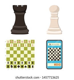 Vector design of chess and game sign. Collection of chess and strategy stock vector illustration.