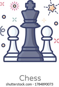 Vector design of chess, rook pawn in trendy flat style 