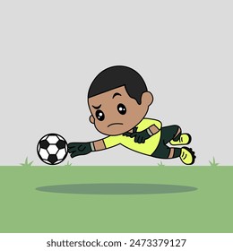 Vector Design of Children Wearing Goalkeeper Jersey. Children Play Football.