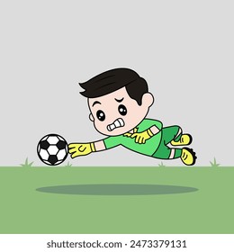 Vector Design of Children Wearing Goalkeeper Jersey. Children Play Football.