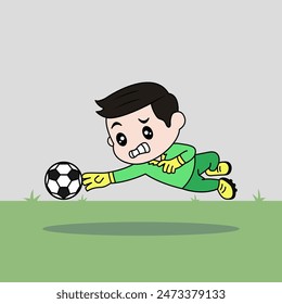 Vector Design of Children Wearing Goalkeeper Jersey. Children Play Football.