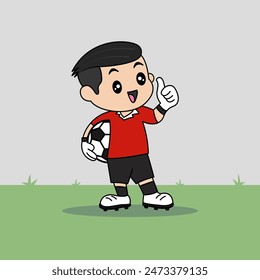 Vector Design of Children Wearing Goalkeeper Jersey. Children Play Football.