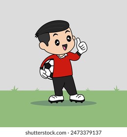 Vector Design of Children Wearing Goalkeeper Jersey. Children Play Football.