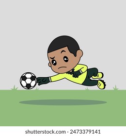 Vector Design of Children Wearing Goalkeeper Jersey. Children Play Football.