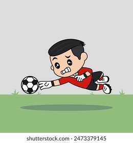 Vector Design of Children Wearing Goalkeeper Jersey. Children Play Football.