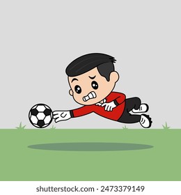 Vector Design of Children Wearing Goalkeeper Jersey. Children Play Football.