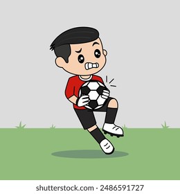 Vector Design of Children Wearing Goalkeeper Jersey. Children Play Football.