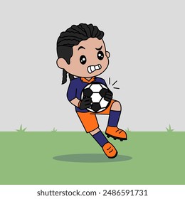 Vector Design of Children Wearing Goalkeeper Jersey. Children Play Football.