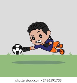 Vector Design of Children Wearing Goalkeeper Jersey. Children Play Football.