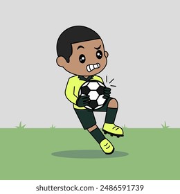 Vector Design of Children Wearing Goalkeeper Jersey. Children Play Football.