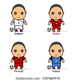 VECTOR DESIGN OF CHILDREN WEARING NATIONAL JERSEY FOOTBALL TEAM