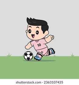 VECTOR DESIGN OF CHILDREN WEARING PINK BLACK JERSEY FOOTBALL TEAM CHILDREN PLAY FOOTBALL