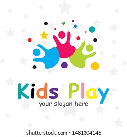 Vector design of children's logos. the mark or symbol of kids playing. illustration element