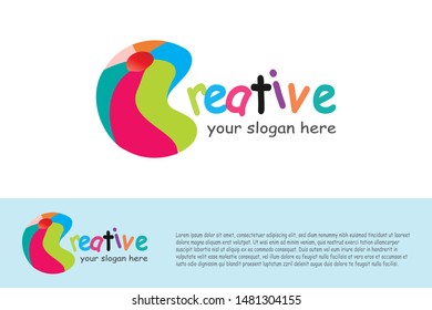 Vector design of children's logos. the mark or symbol of kids playing. illustration element
