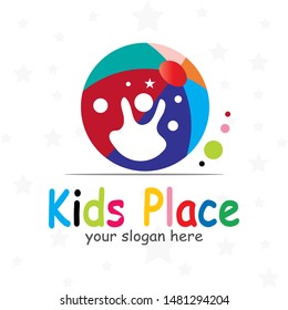Vector design of a child's place logo. kids happy illustration element.
