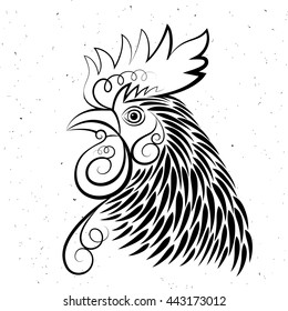 Vector design. Chinese calendar for the year of rooster. The head of the rooster.