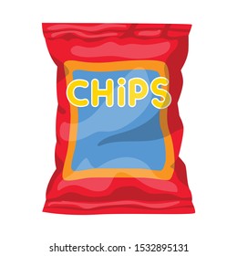 Vector design of chip and fluted sign. Graphic of chip and crunchy Stock symbol for web.