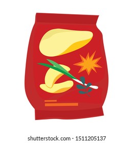 Vector design of chip and slice symbol. Web element of chip and bag stock symbol for web.