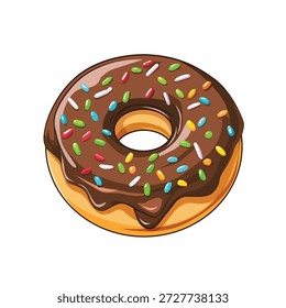 Diseño de Vector de rosquilla con sabor a chocolate con coloridas aspersiones.