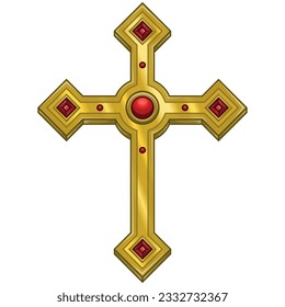 Vector design of christian cross with diamond, symbol of catholic religion