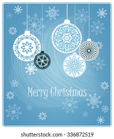 Vector design of christmas card with hand drawn elements of mandalas and snowflakes. EPS 10.