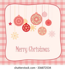 Vector design of christmas card with hand drawn elements of mandalas and snowflakes. EPS 10.